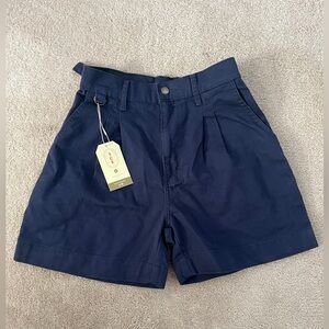 High Waist Navy Blue Women's Shorts